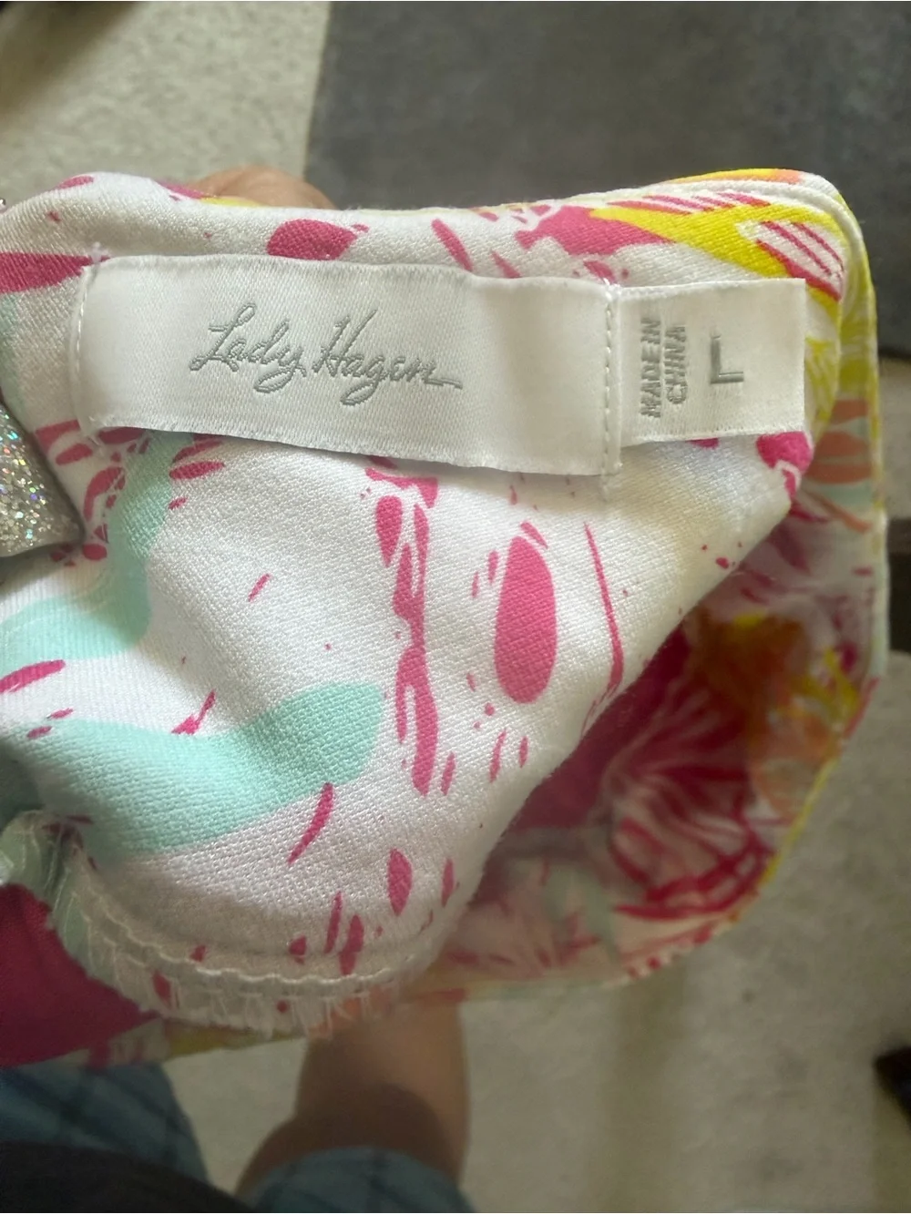 Lady Hagen Tropical Leaf Mini Skort - Pink, Yellow, Peach